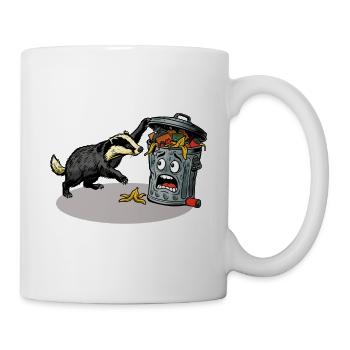 Dachs vs Mülltonne - Tasse - Weiß - Rechts