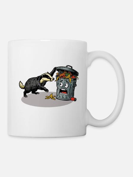 Dachs vs Mülltonne - Tasse - Weiß