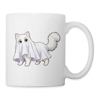 Katze versteckt sich unter einem Geisterlaken - Tasse - Weiß - Rechts