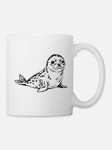 Seehund Robbe Nordsee Geschenk - Tasse - Weiß