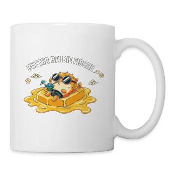 Butter bei die Fische – Lustiger Fisch Spruch - Tasse - Weiß - Rechts