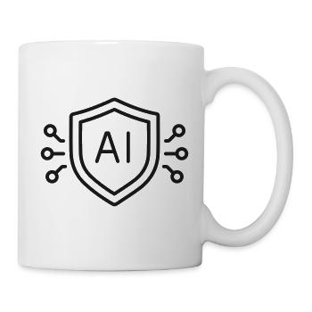 KI-Sicherheitsschildlinien-Symbol - Tasse - Weiß - Rechts