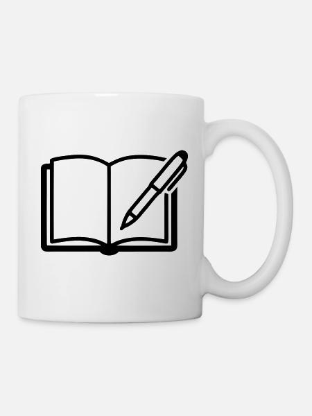 Offenes Buch Kugelschreiber Logo - Tasse - Weiß
