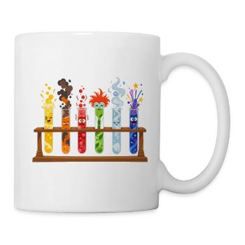 Bunte Reagenzgläser Comicstil - Tasse - Weiß - Rechts