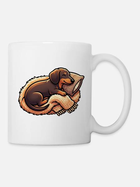 Dackel Schlafen - Tasse - Weiß