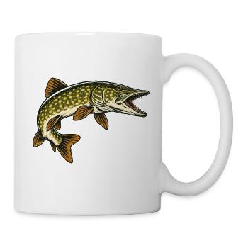 Hecht Raubfisch Angeln - Tasse - Weiß - Rechts