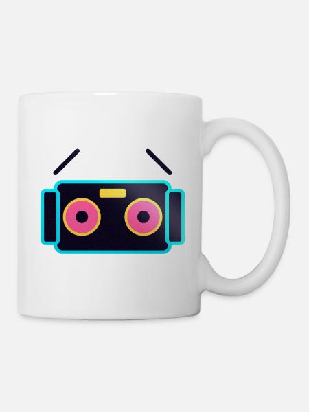 Neon-Pop-Roboter-Gesicht - Tasse - Weiß