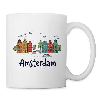Amsterdamer Stadtbild-Doodles - Tasse - Weiß - Rechts