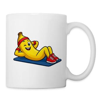 Fitness Banane Cartoon im Training - Tasse - Weiß - Rechts