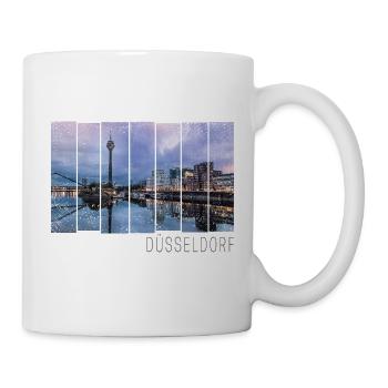 Düsseldorf in Nordrhein Westfalen mit Skyline - Tasse - Weiß - Rechts