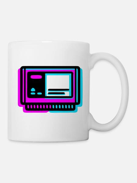 Retro Spielekassette Glitch Icon - Tasse - Weiß