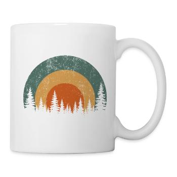 Retro Pine Silhouette im Freien - Tasse - Weiß - Rechts