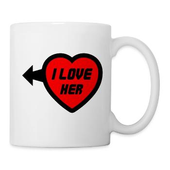 Herz I LOVE HER Typo - Tasse - Weiß - Rechts