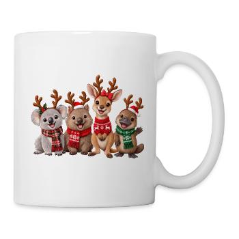 Australische Tiere feiern Weihnachten - Tasse - Weiß - Rechts