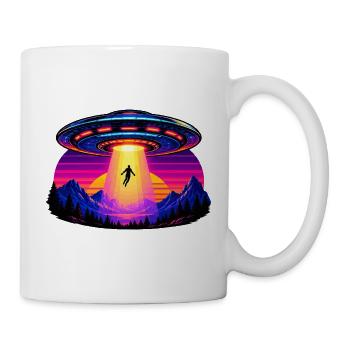 Neon-UFO im Sonnenuntergang - Tasse - Weiß - Rechts