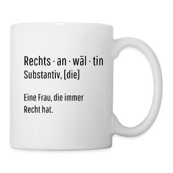 Rechtsanwältin Substantiv Definition Geschenk - Tasse - Weiß - Rechts
