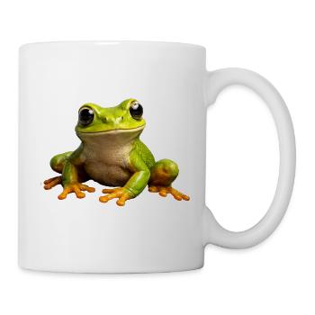 Froschgrüner PopArt Frosch - Tasse - Weiß - Rechts