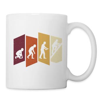 Dachdecker Evolution Retro Handwerk Beruf Spruch - Tasse - Weiß - Rechts