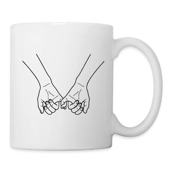 Zwei Hände händchen halten Liebespaar holding hand - Tasse - Weiß - Rechts