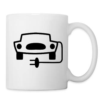 E-Auto Silhouette mit Stecker – Elektromobilität - Tasse - Weiß - Rechts