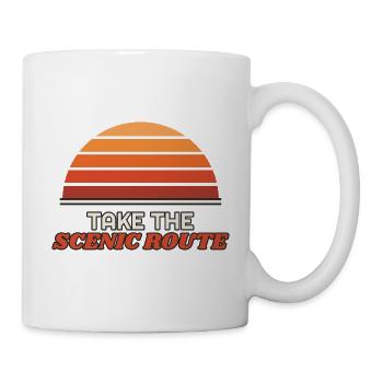 Take the Scenic Route – Retro Sonnenuntergang - Tasse - Weiß - Rechts