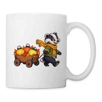 Dachskind mit buntem Blätterlichterwagen - Tasse - Weiß - Rechts