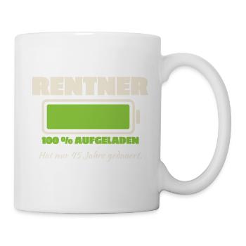 Rentner Akku 45 Jahre geladen - Tasse - Weiß - Rechts