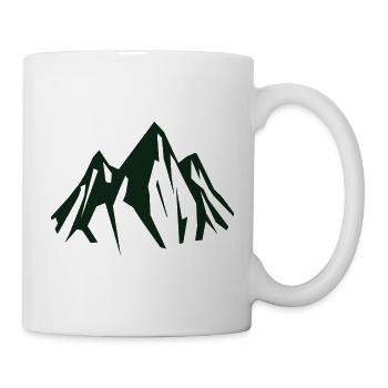 Dunkle Bergsilhouette in Grün - Tasse - Weiß - Rechts