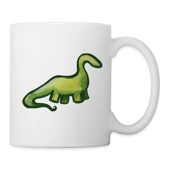 Salbeigrüner Aquarell-Dino - Tasse - Weiß - Rechts