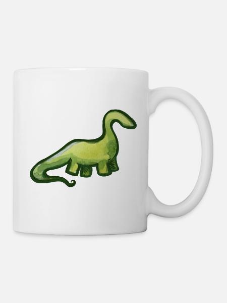 Salbeigrüner Aquarell-Dino - Tasse - Weiß