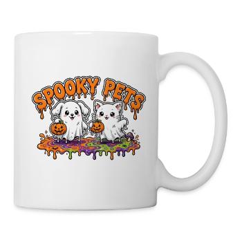 🎃 Gruselige Haustiere – Kawaii Geisterhund und Katze - Tasse - Weiß - Rechts