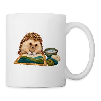 Igel filzt eine Wolllandschaft nass - Tasse - Weiß - Rechts