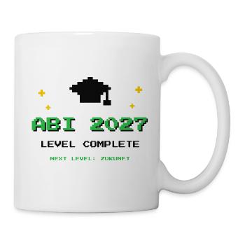 Abi 2027 – Level Complete Abitur Gamer Shirt - Tasse - Weiß - Rechts