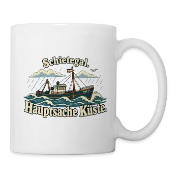Schietegal Hauptsache Küste Fischkopp - Tasse - Weiß - Rechts