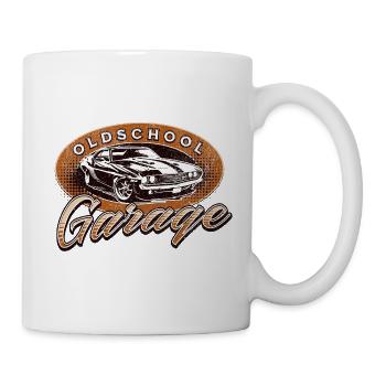 Oldschool Garage Muscle Car Oldtimer Geschenk    - Tasse - Weiß - Rechts