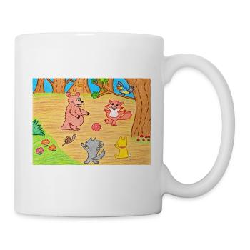 Verspieltes Waldfreunde-Ballspiel - Tasse - Weiß - Rechts