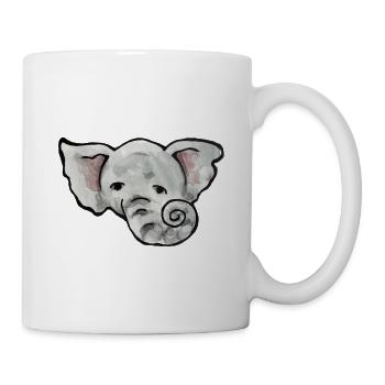 Aquarell Elefantenkopf - Tasse - Weiß - Rechts