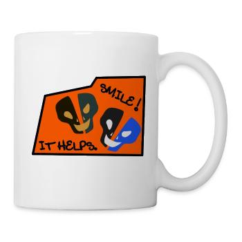 Lächeln! Es hilft – verdrehte Schädel - Tasse - Weiß - Rechts