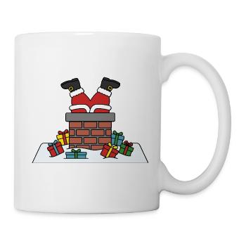 Süßes Kawaii-Weihnachtsmann-Outfit steckt im Schornstein fest - Tasse - Weiß - Rechts