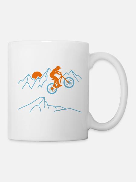 Mountainbike-Sprung Sunset Extreme Cycling Tee - Tasse - Weiß