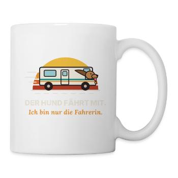 Hund im Wohnmobil: Fahrerin-Witz - Tasse - Weiß - Rechts