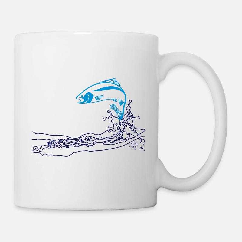 springende Forelle - Tasse - Weiß