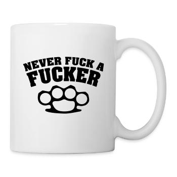 never fuck a fucker schlagring - Tasse - Weiß - Rechts