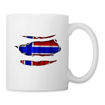 Norwegen Flagge Aufgerissen 017 - Tasse - Weiß - Rechts