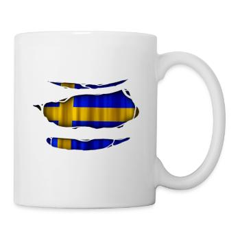 Schweden Flagge Aufgerissen 017 - Tasse - Weiß - Rechts