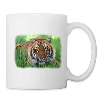 Tiger im Gras - Tasse - Weiß - Rechts