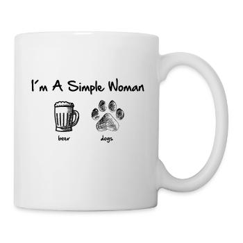 simple woman dogs beer - Tasse - Weiß - Rechts