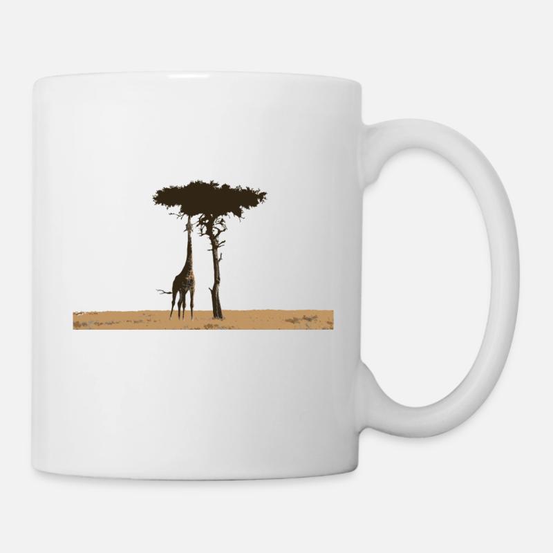 Girafe et arbre dans la savane africaine - Mug blanc - blanc
