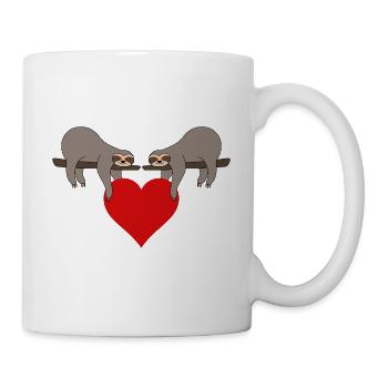 Paresseux coeur couple amoureux Saint-Valentin - Mug blanc - blanc - Droite