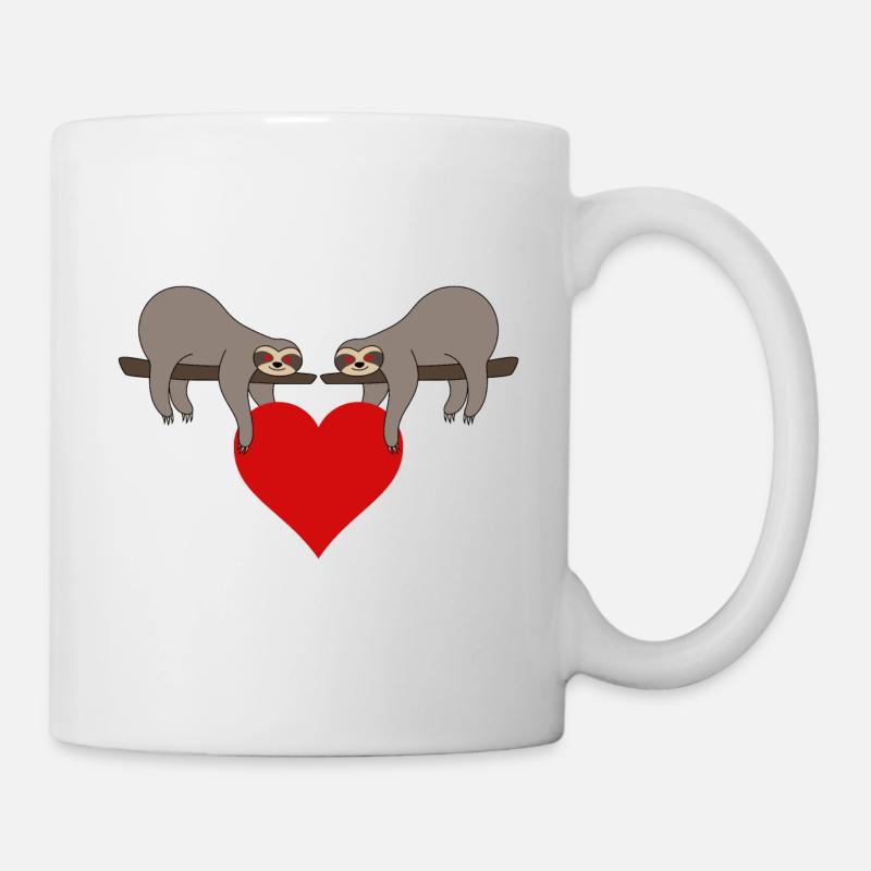 Faultier Valentinstag Herz Faultiere Liebe Paar - Tasse - Weiß